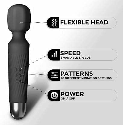 Cordless Rechargeable Body Massager | Electric Handheld Massager for Pain Relief Waterproof Massager | Portable Massage Wand | Flexible Neck for Men Women