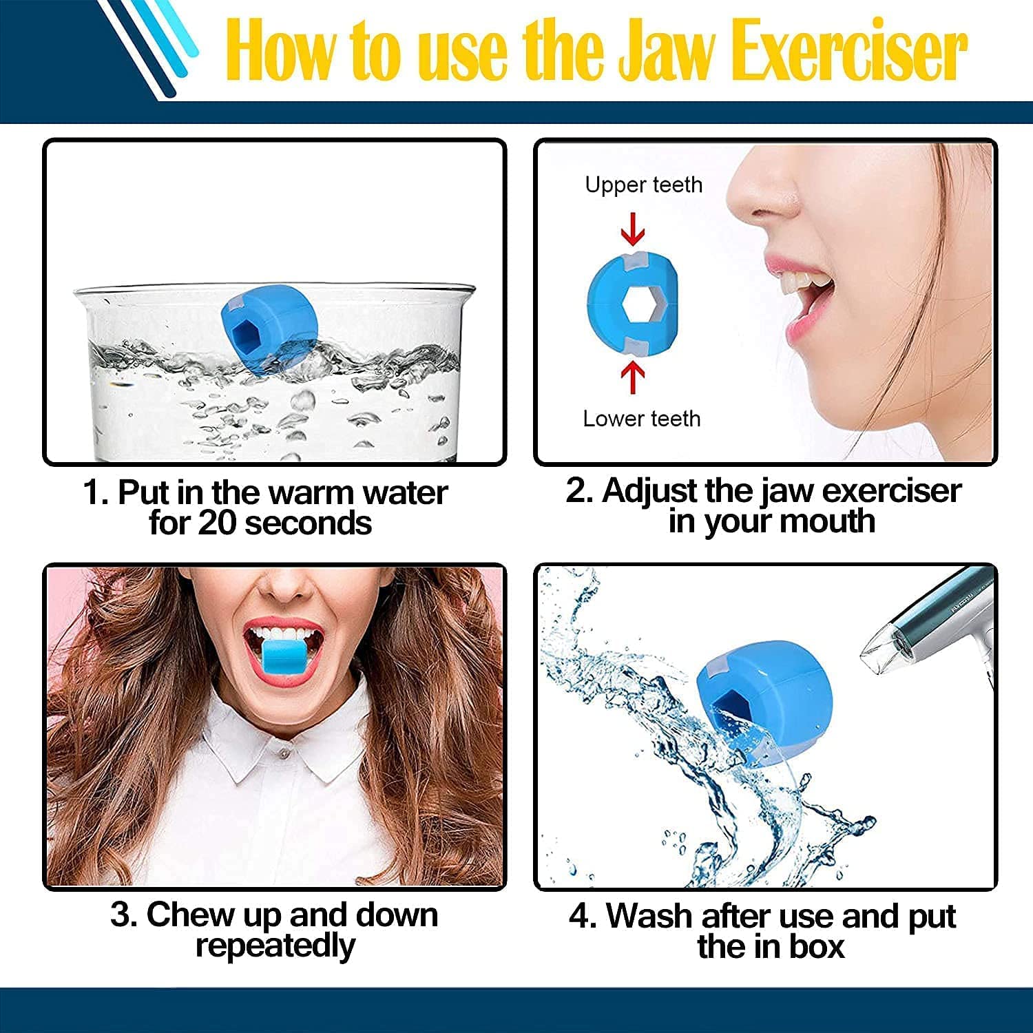 Jawline Exerciser Jawline Shaper | Premium Jaw Exerciser Tool for Double Chin Reduction & Facial Muscle Toning | Food-Grade Silicone | Jawline Training & Mewing Exercise | Suitable for Men & Women