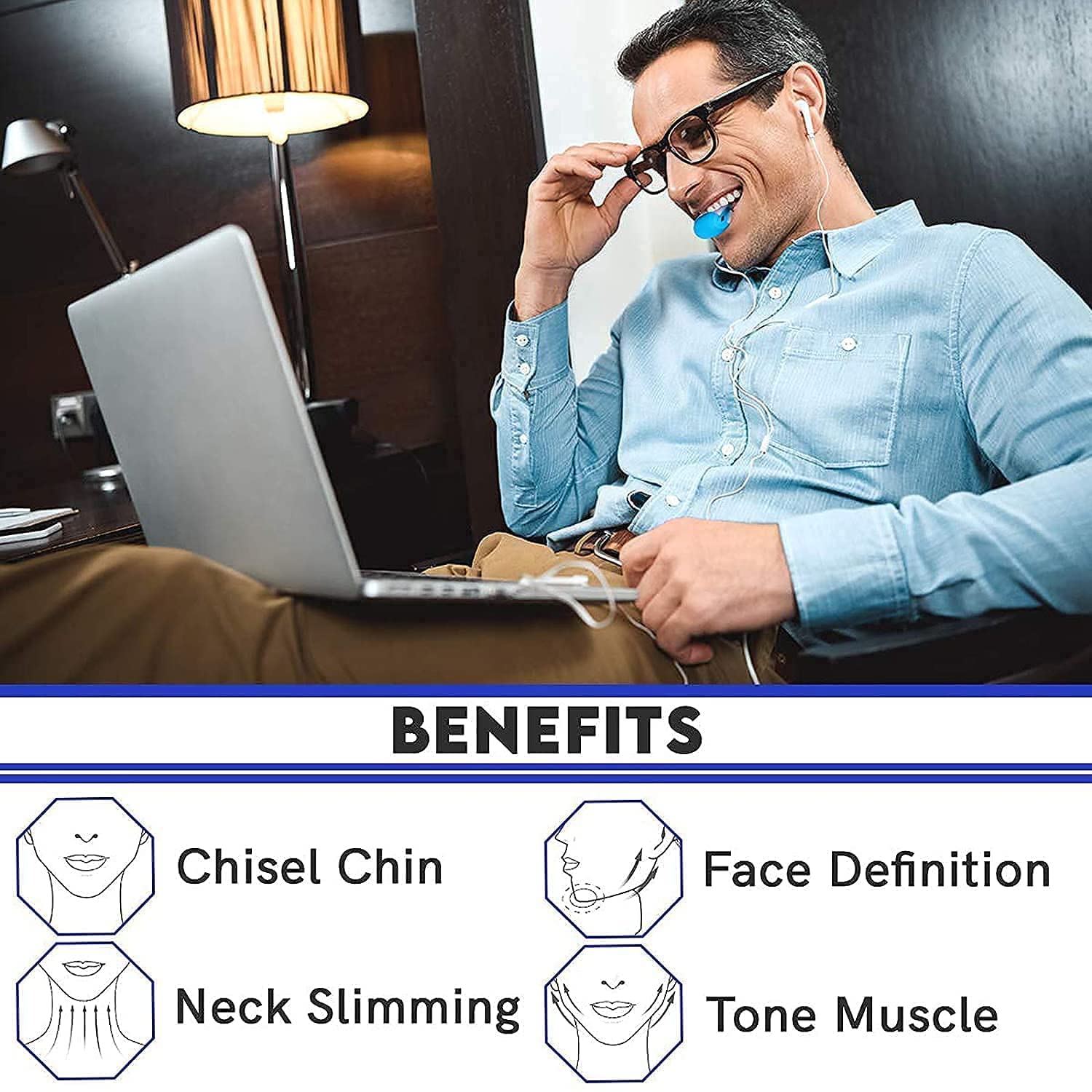 Jawline Exerciser Jawline Shaper | Premium Jaw Exerciser Tool for Double Chin Reduction & Facial Muscle Toning | Food-Grade Silicone | Jawline Training & Mewing Exercise | Suitable for Men & Women