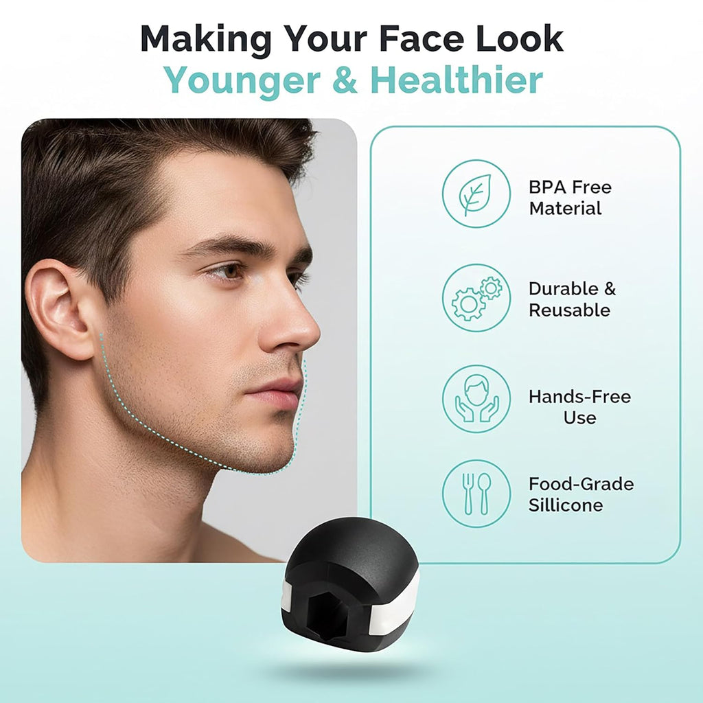 Jawline Exerciser Jawline Shaper | Premium Jaw Exerciser Tool for Double Chin Reduction & Facial Muscle Toning | Food-Grade Silicone | Jawline Training & Mewing Exercise | Suitable for Men & Women